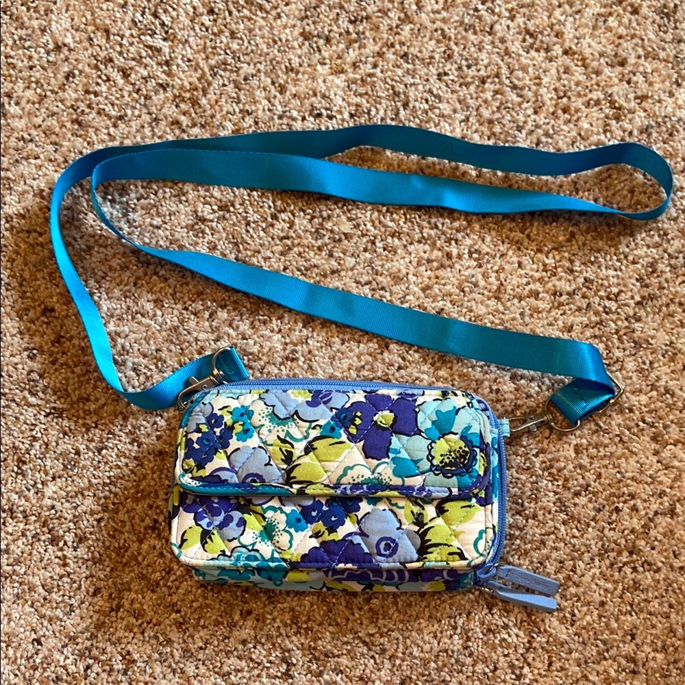 Floral Crossbody Bag with Blue Strap